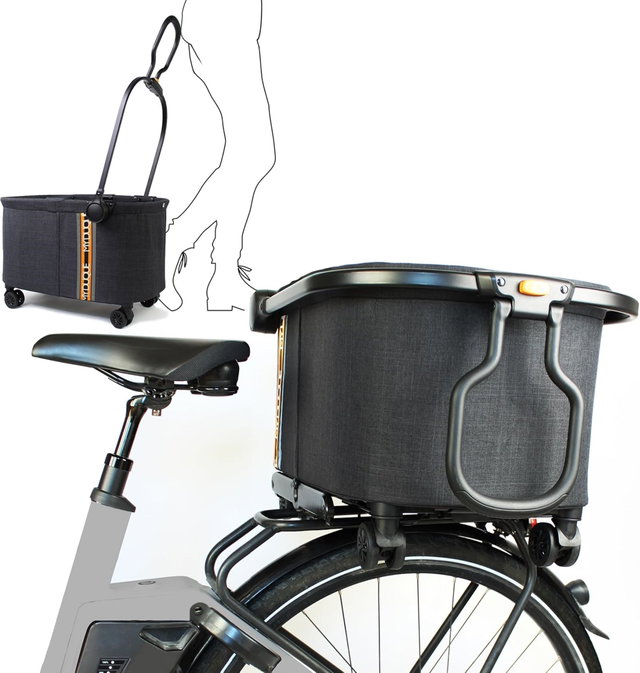 My Duque Multi Fahrradkorb 2in1, faltbarer Einkaufstrolley mit Rollen