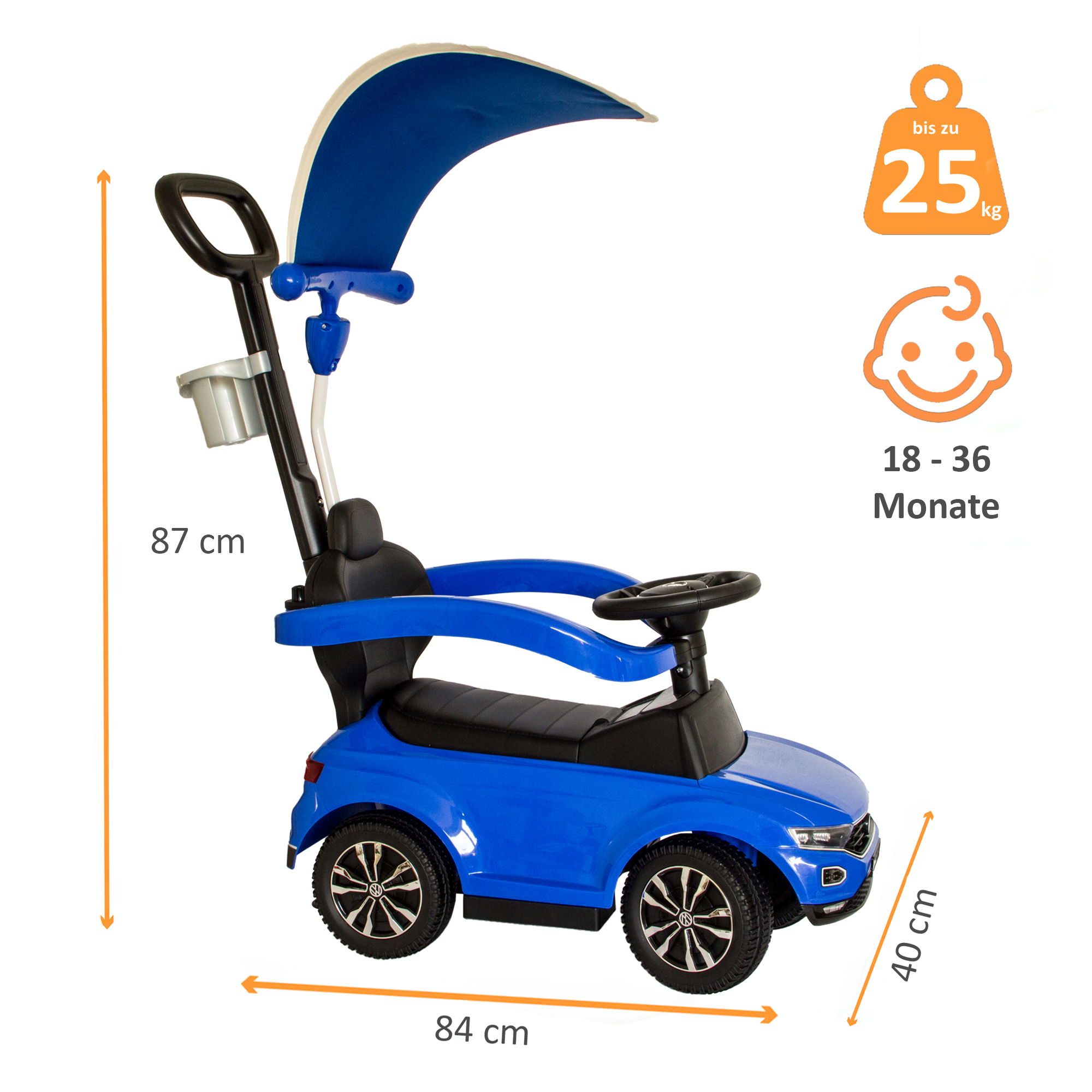 VW Rutschauto in blau mit Schiebestange, Rutschfahrzeug ab 1 Jahr, Rutscherfahrzeug mit Sicherheitsbügel PT001_B VW Rutschauto in blau mit Schiebestange, Rutschfahrzeug ab 1 Jahr, Rutscherfahrzeug mit Sicherheitsbügel PT001_B