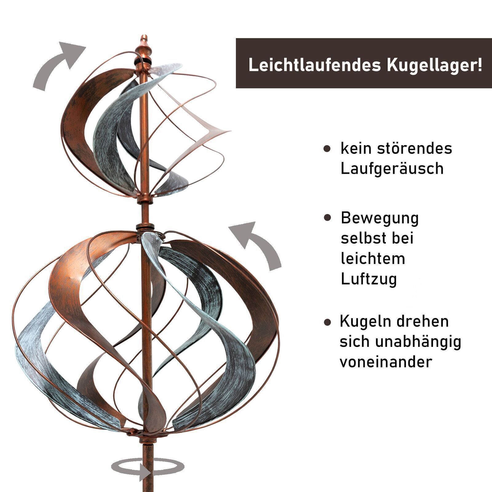 Windrad “Tulip” mit 2 gegenläufigen Rotoren, Gartendeko, 213 cm hoch NA187