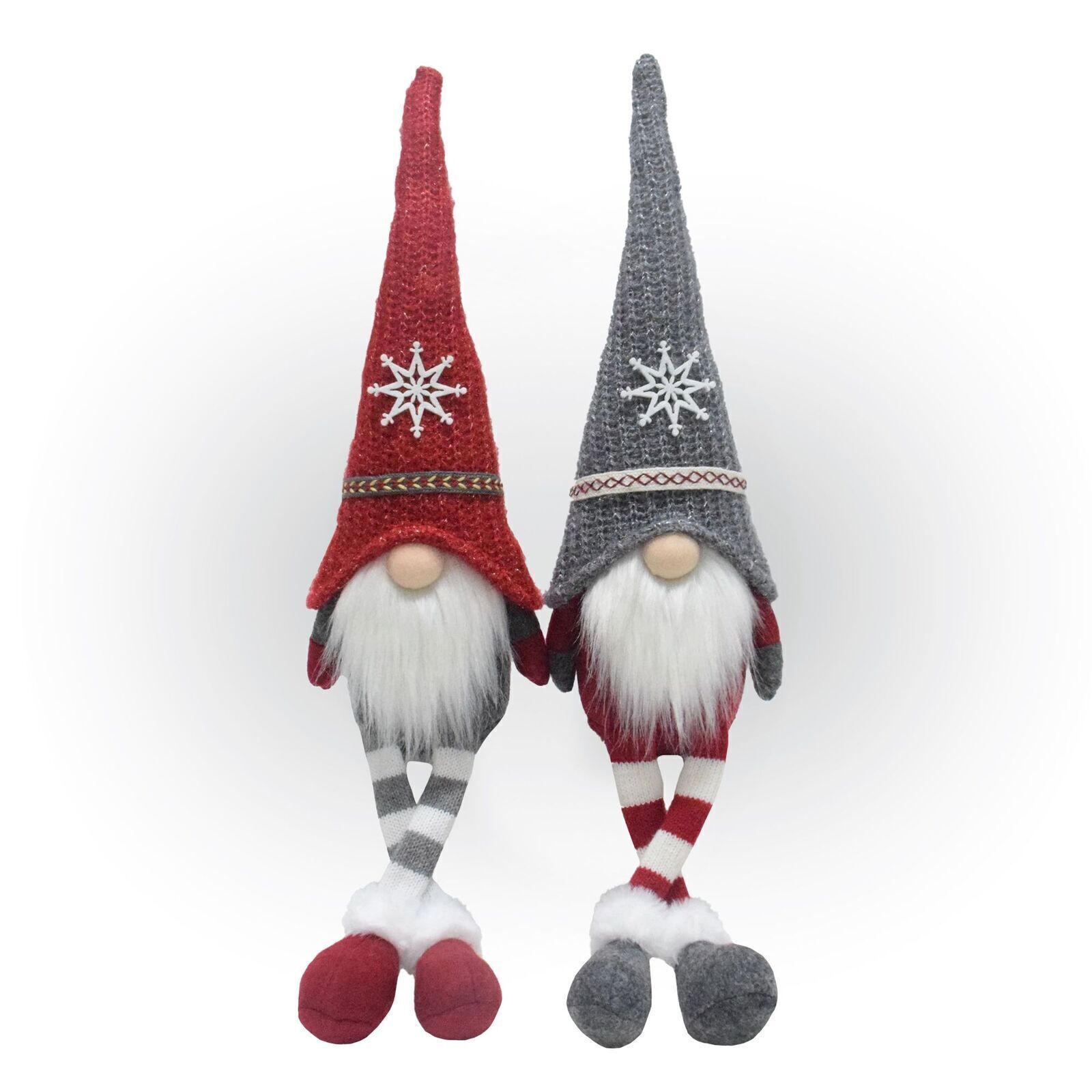 Wichtel 2er Set, Weihnachtswichtel als Kantenhocker, Gnome mit Strickmütze HL022