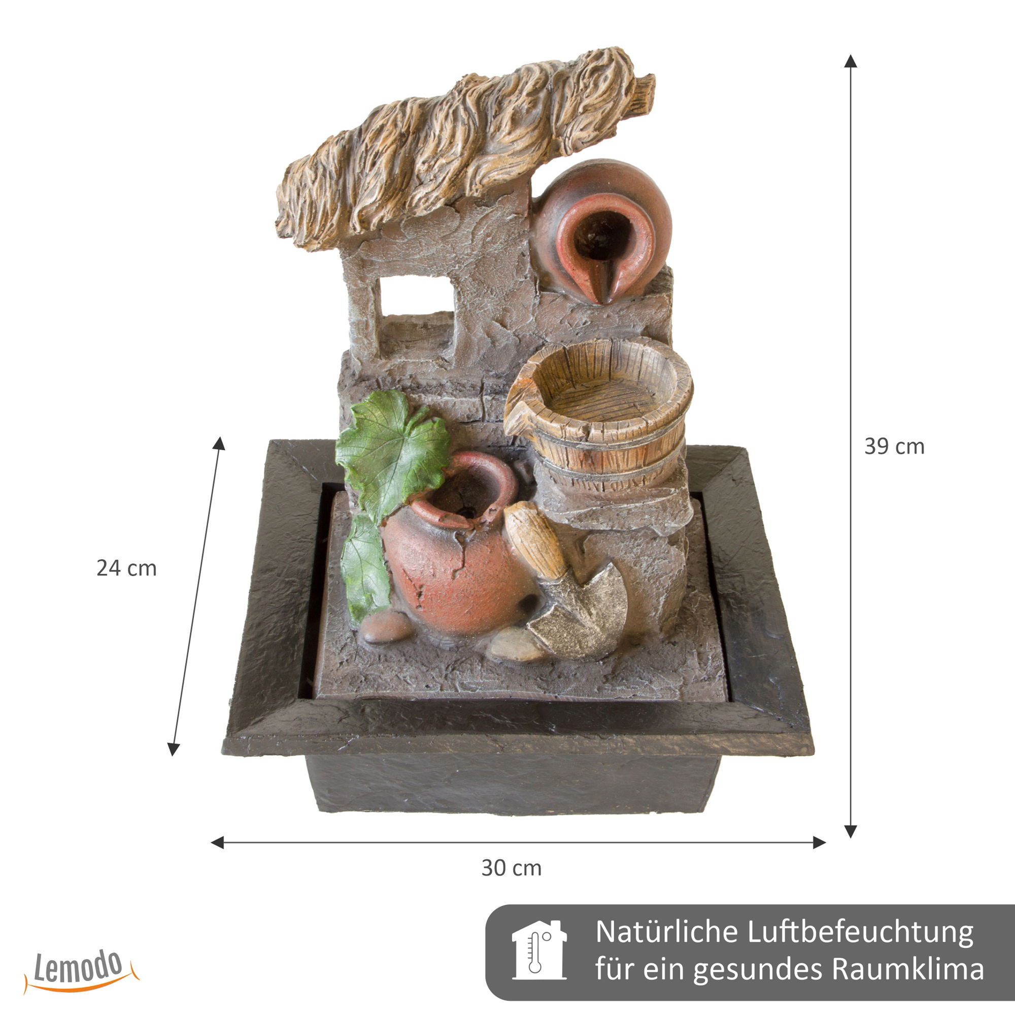 Zimmerbrunnen Toskana, mediterraner Dekobrunnen für die Wohnung, Zierbrunnen mit LED Beleuchtung NA140 Zimmerbrunnen Toskana, mediterraner Dekobrunnen für die Wohnung, Zierbrunnen mit LED Beleuchtung NA140