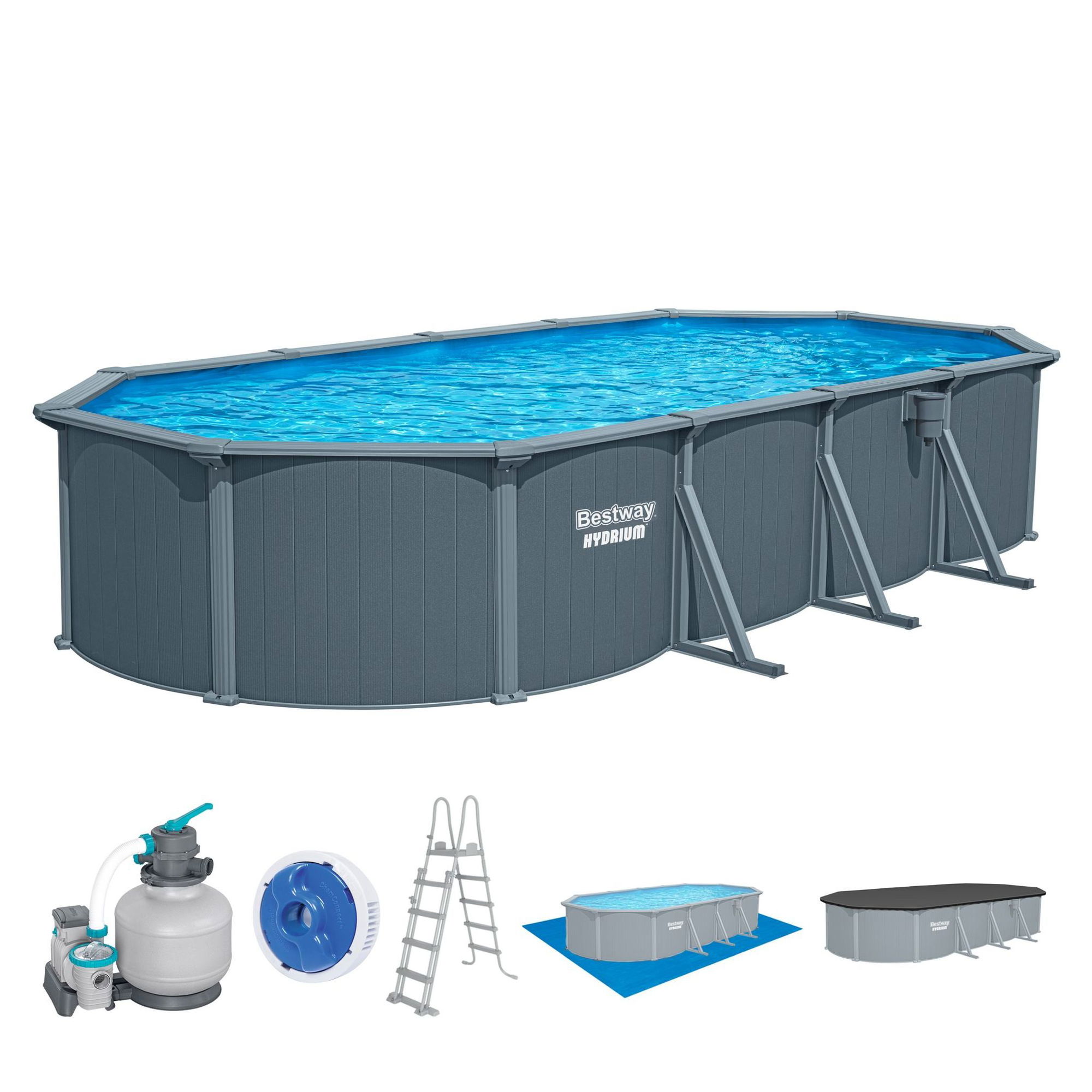 Bestway Hydrium Stahlwandpool Komplett-Set 732 x 366 x 132 cm oval Bestway Hydrium Stahlwandpool Komplett-Set 732 x 366 x 132 cm oval