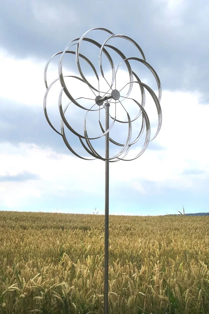 Windspiel Edelstahl Mandala Sun 180 cm hoch, Gartendeko