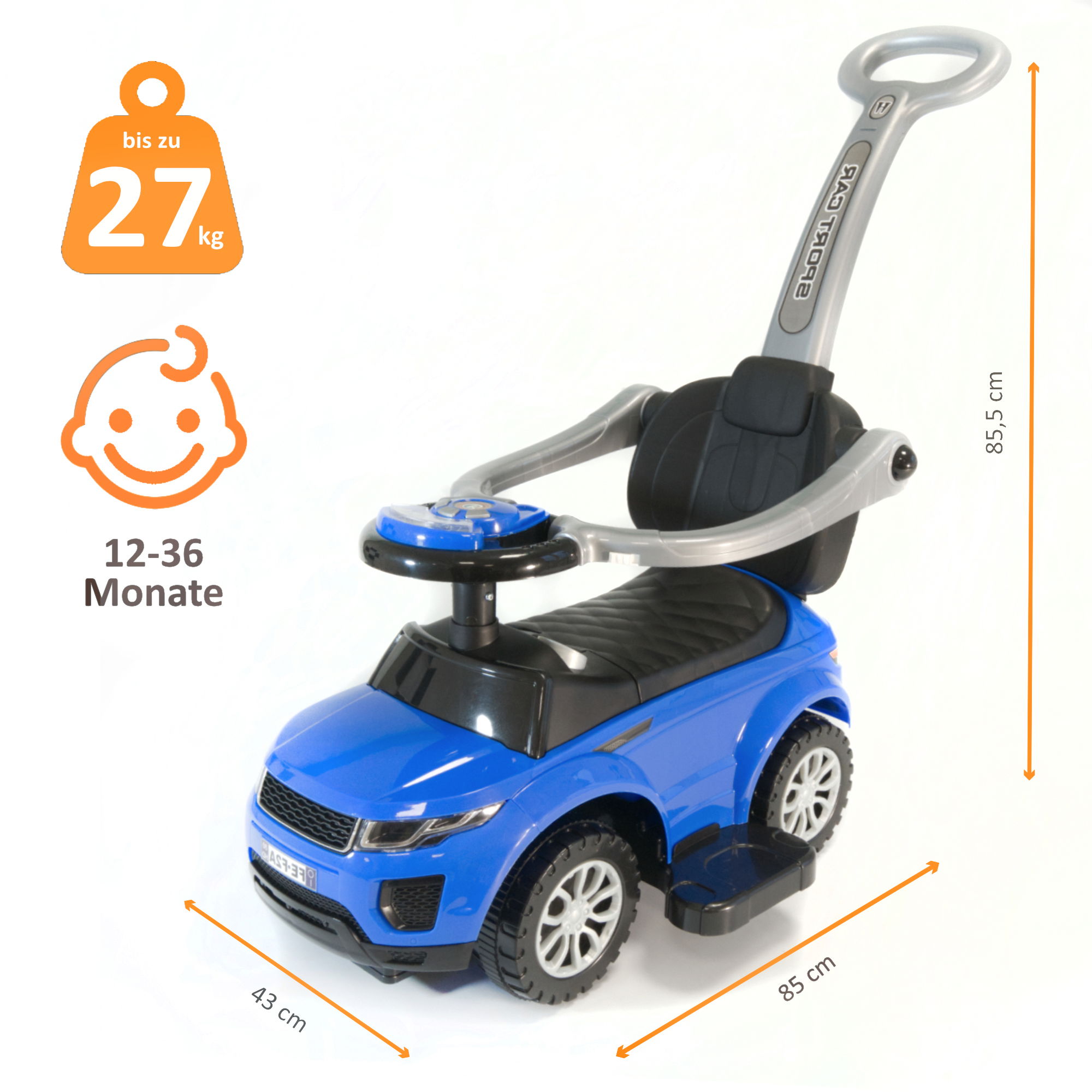 Rutschauto in blau mit Schiebestange, Rutschfahrzeug ab 1 Jahr, Rutscherfahrzeug mit Sicherheitsbügel BS019 Rutschauto in blau mit Schiebestange, Rutschfahrzeug ab 1 Jahr, Rutscherfahrzeug mit Sicherheitsbügel BS019