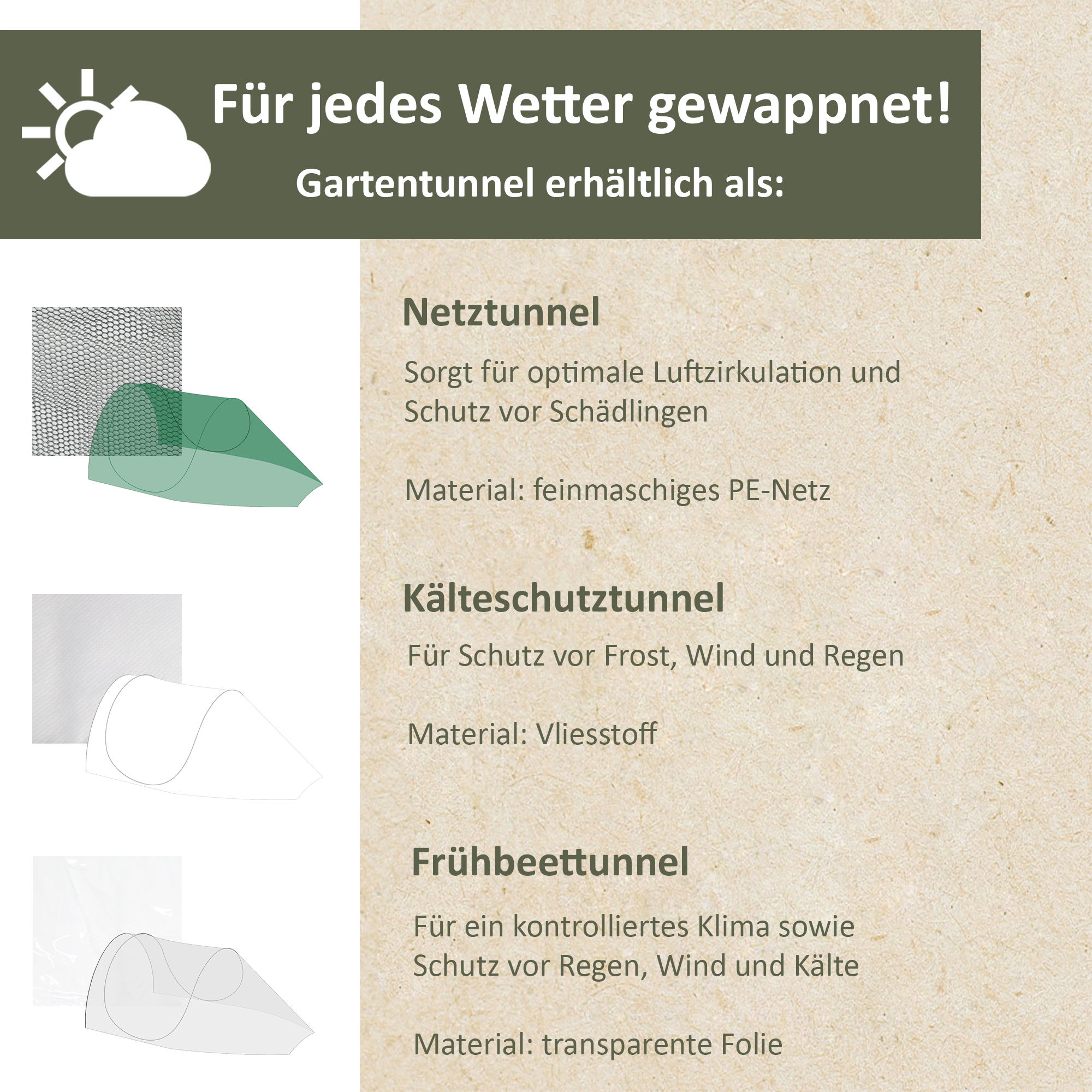 Pflanztunnel aus grünem Netzmaterial, Gartentunnel, Vogelschutznetz NA167