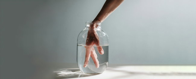 poolplatz.de-blog-flockungsmittel hand im wasserglas