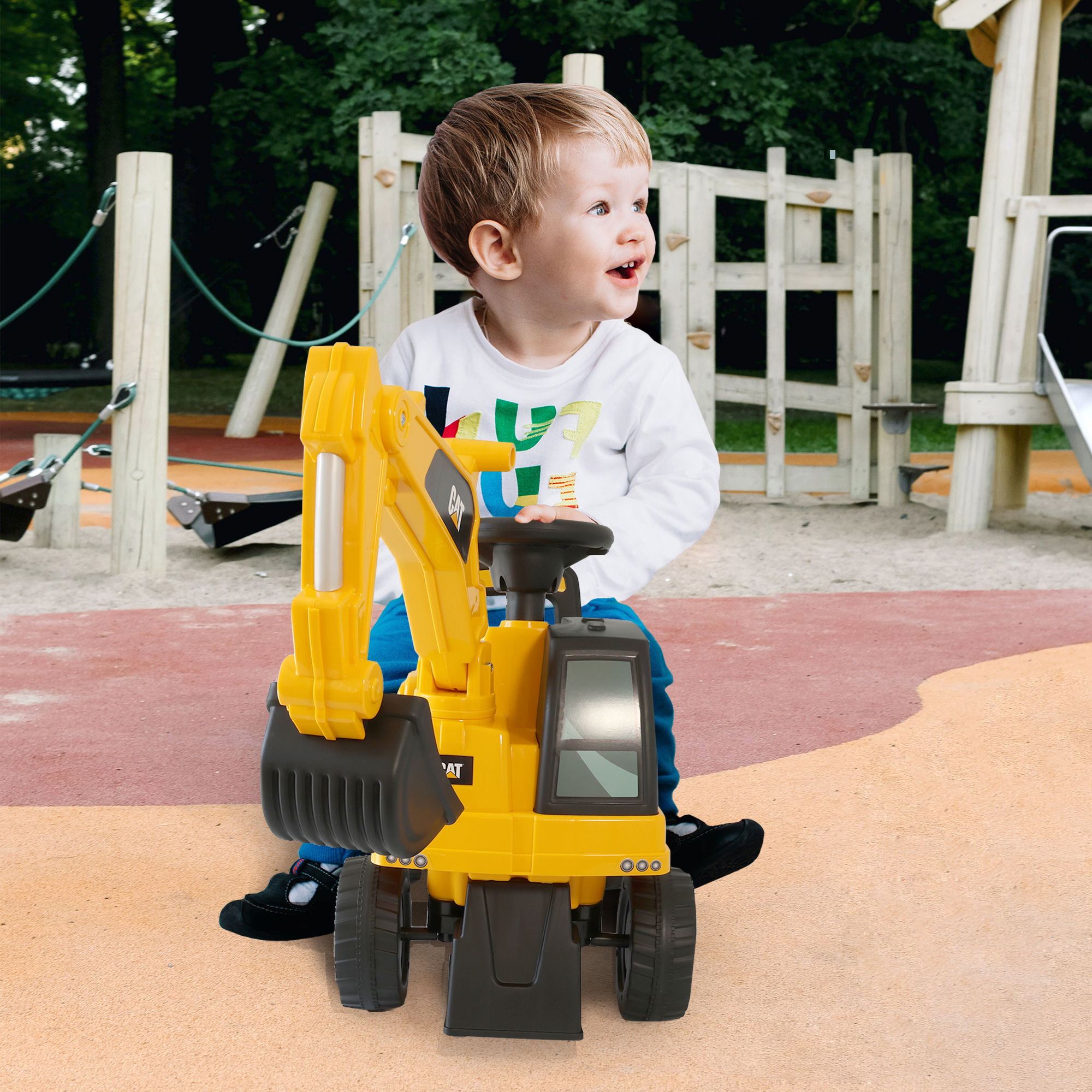 Rutschauto Kinderbagger, Bagger zum draufsitzen, Sitzbagger mit beweglicher Schaufel PT010