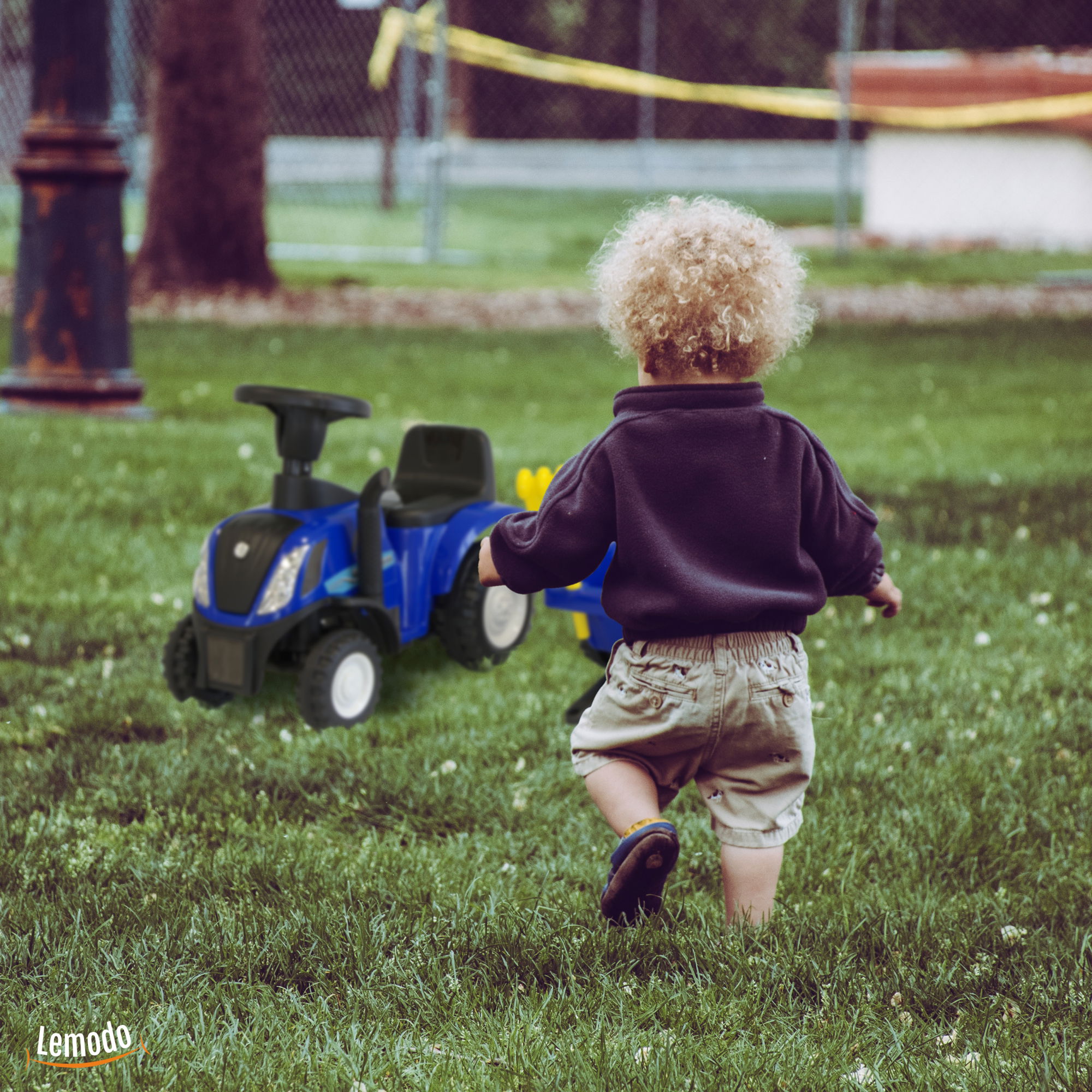 Rutschauto Traktor New Holland mit Anhänger in blau, Kinderauto ab 1 Jahr PT009_B