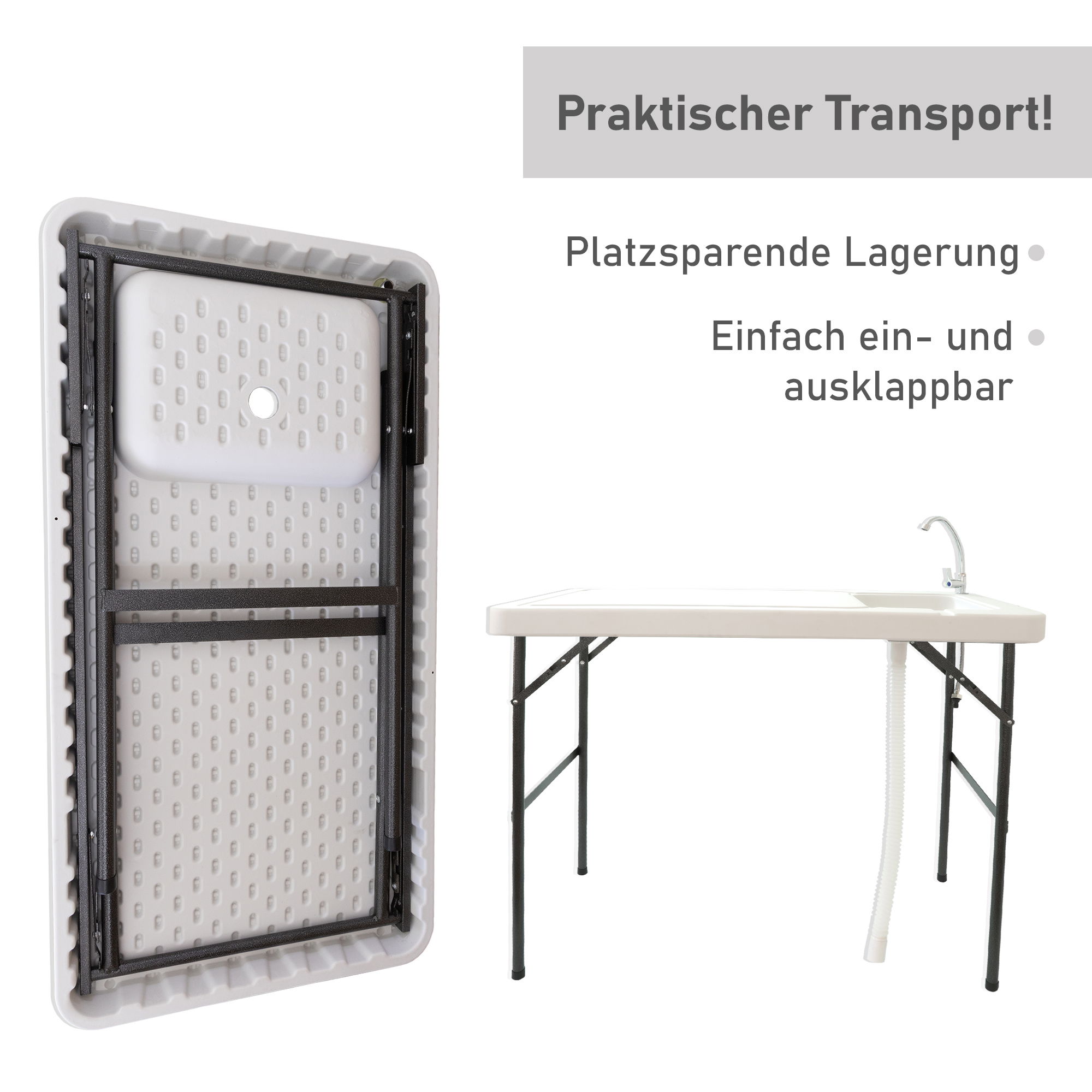 Klappbarer Filetiertisch, Camping Spüle mit Wasserhahn und großer Arbeitsfläche BL115