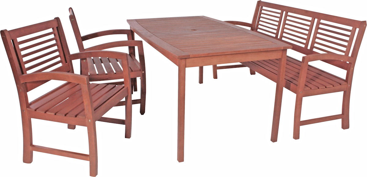 Tischgruppe MADISON, 4-teilig, Holz, Gartenmöbel