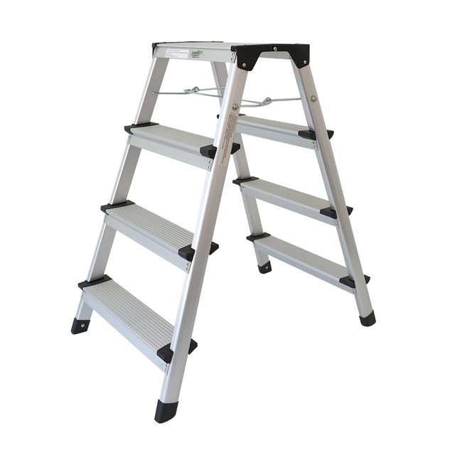 Klappbare Leiter 4 Stufen, Trittleiter aus Aluminium, Treppenleiter bis 150kg belastbar NA180 Klappbare Leiter 4 Stufen, Trittleiter aus Aluminium, Treppenleiter bis 150kg belastbar NA180
