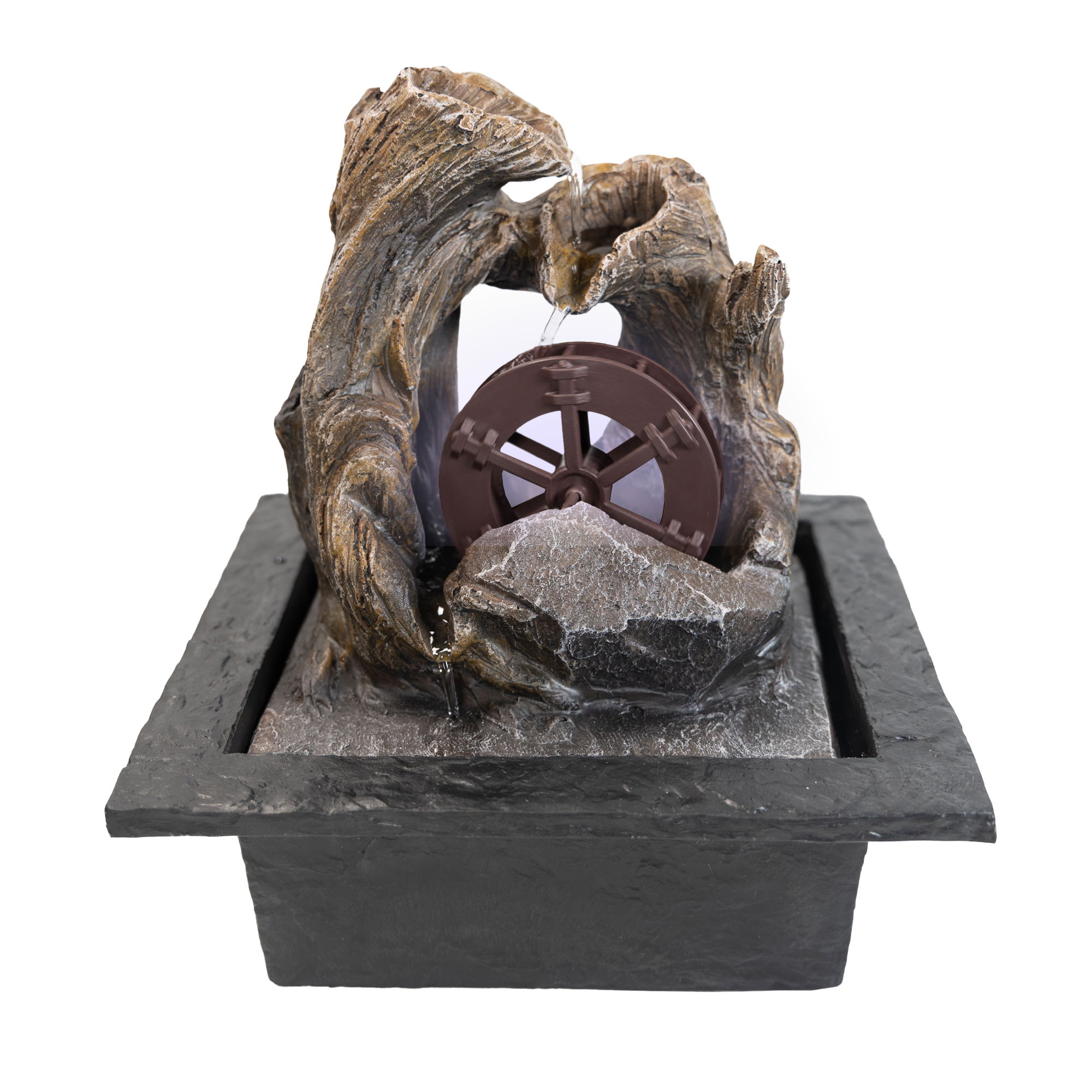 Zimmerbrunnen, Tischbrunnen mit drehendem Wasserrad Zimmerbrunnen, Tischbrunnen mit drehendem Wasserrad