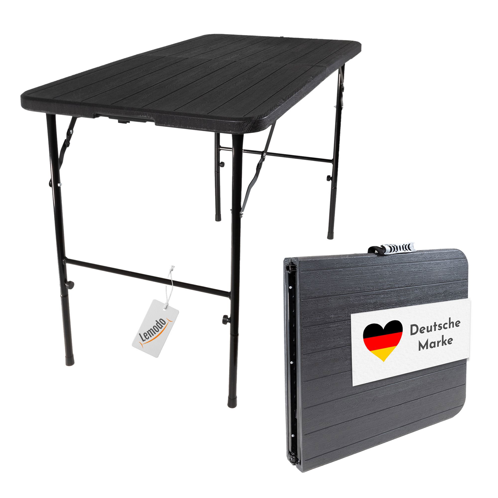 Klapptisch in Holz-Optik, Balkontisch mit Tischplatte 120 x 60 cm (L x B)