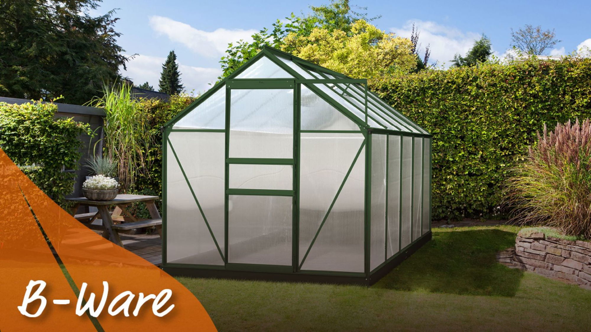 Gewächshaus Calypso 7300, Grundfläche 7,3 m² smaragd, Treibhaus Gewächshaus Calypso 7300, Grundfläche 7,3 m² smaragd, Treibhaus