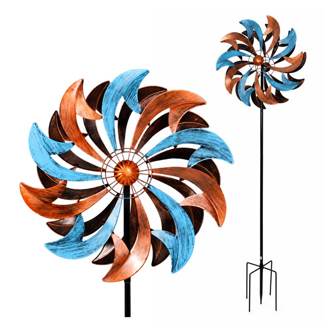 Windrad Garten Swirl Blade aus Metall 212 cm hoch im Antik-Look