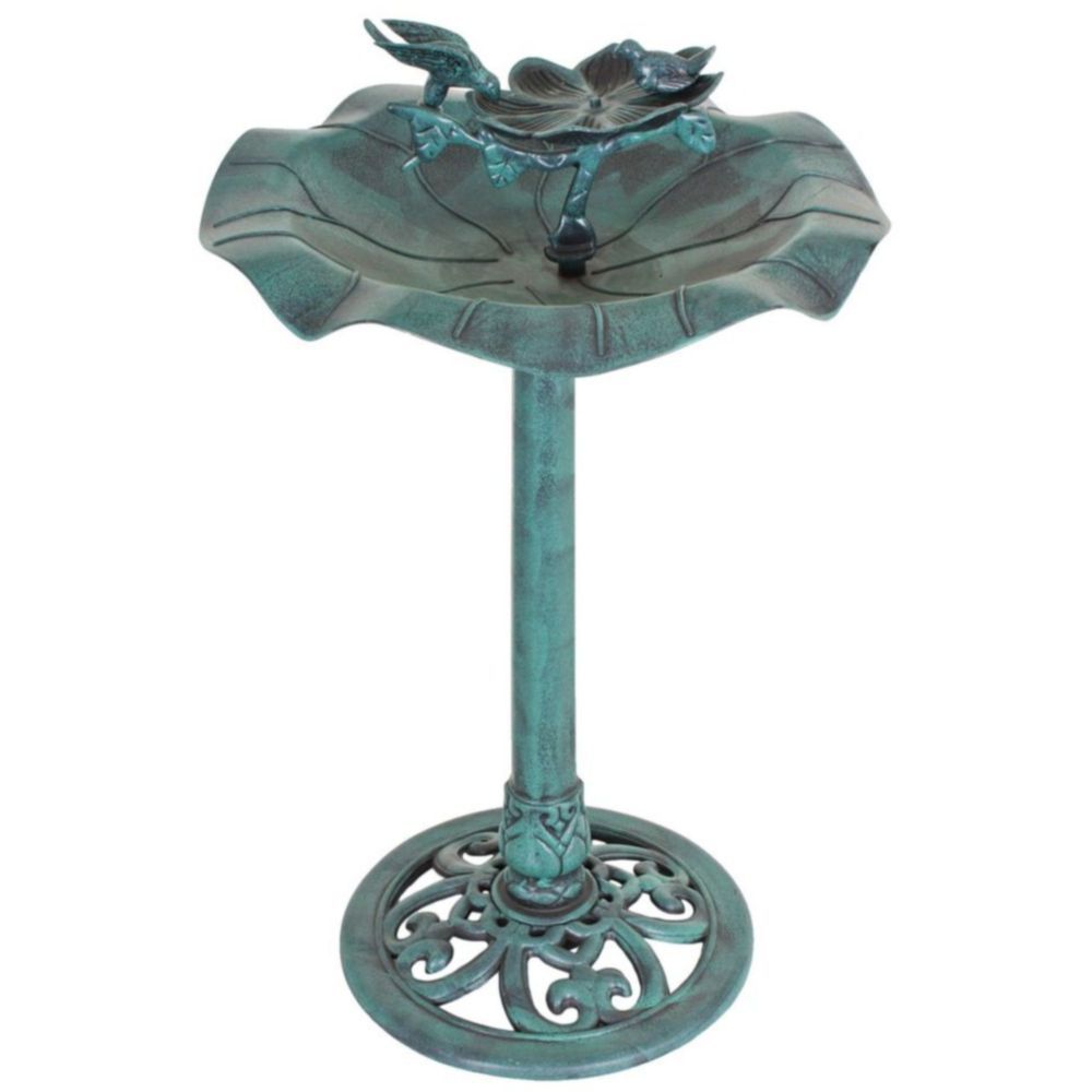 Vogeltränke mit Ständer, Antik-Grün, Kunststoff, Vogelbad HI-315077 Vogeltränke mit Ständer, Antik-Grün, Kunststoff, Vogelbad HI-315077