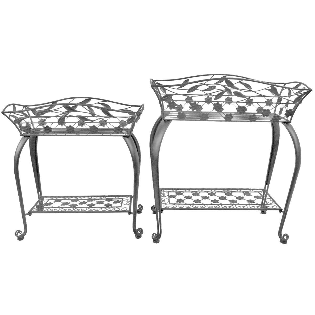 Pflanzenständer 2er Set, Metallregal, Dekoregal, Blumenhocker LEX-MC4330G
