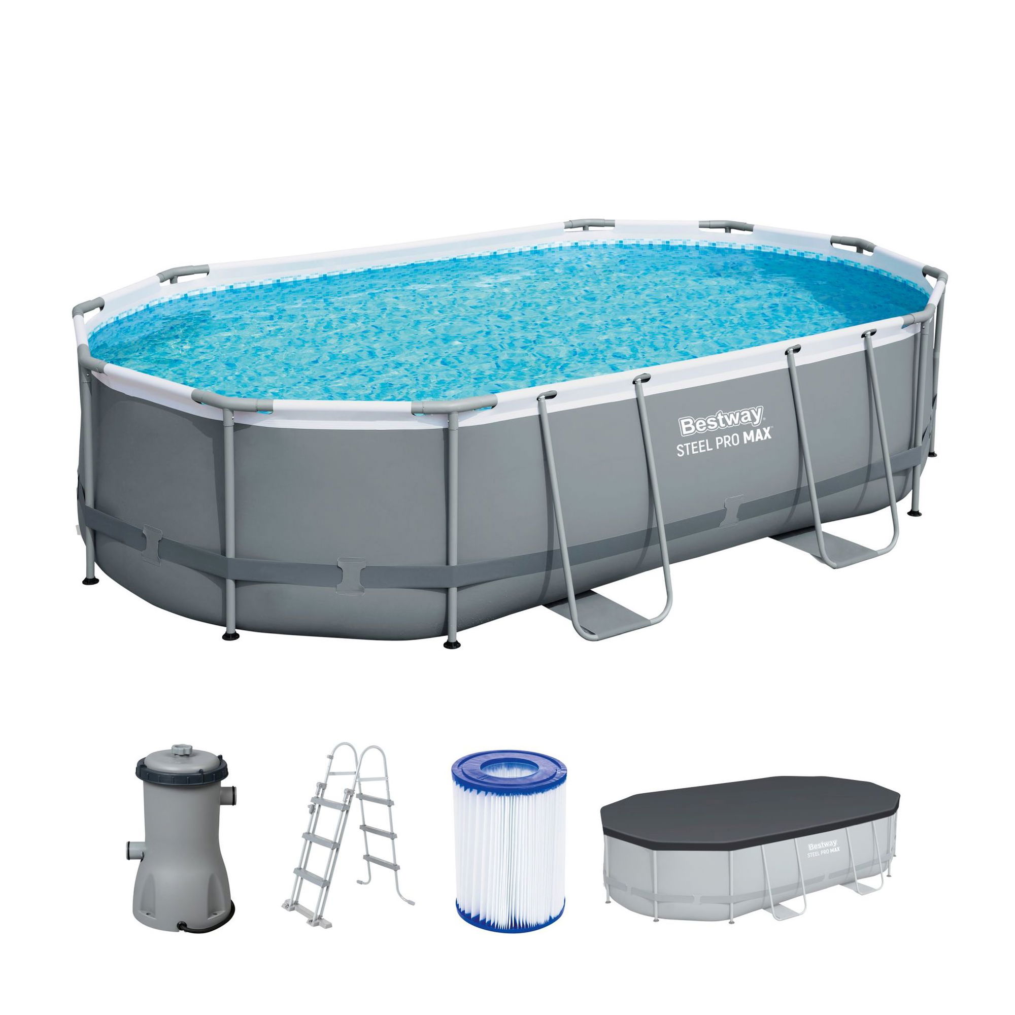 Bestway Steel Pro MAX Frame Pool Komplett-Set 488 x 305 x 107 cm