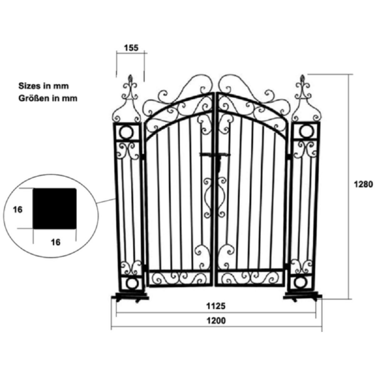 Gartenpforte Eingangstor Metall in Antik Optik Gartentür HI-504397