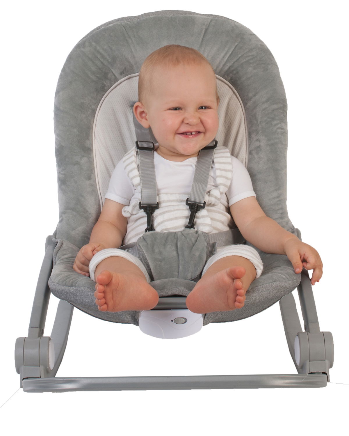 Babywippe B-Rocker grau, Babyschaukel mit Musik, Vibration und Spielebogen
