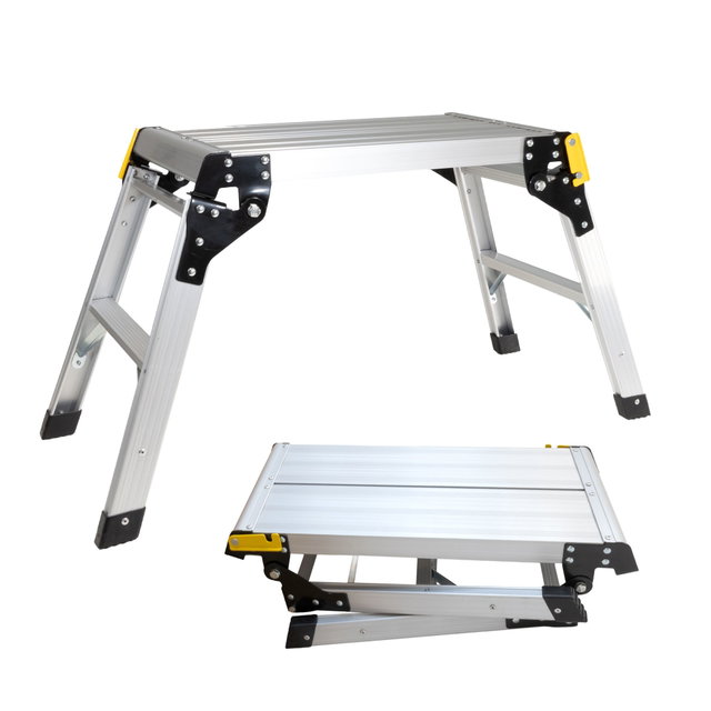 Kompakte Arbeitsplattform bis 150 kg belastbar, Arbeitsbühne 50 cm hoch, Aluleiter mit 2 Stufen NA205 Kompakte Arbeitsplattform bis 150 kg belastbar, Arbeitsbühne 50 cm hoch, Aluleiter mit 2 Stufen NA205