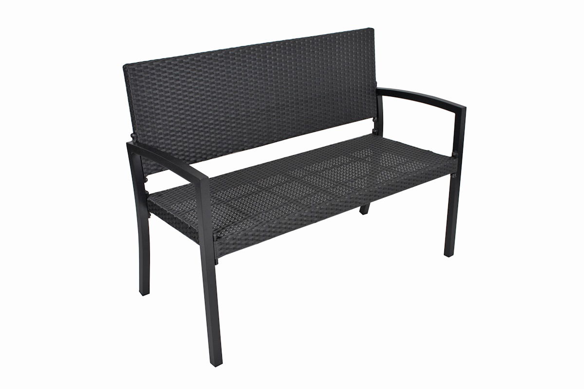 Parkbank SANREMO Rattan-Optik, schwarz Aluminium