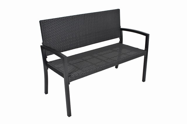 Parkbank SANREMO Rattan-Optik, schwarz Aluminium