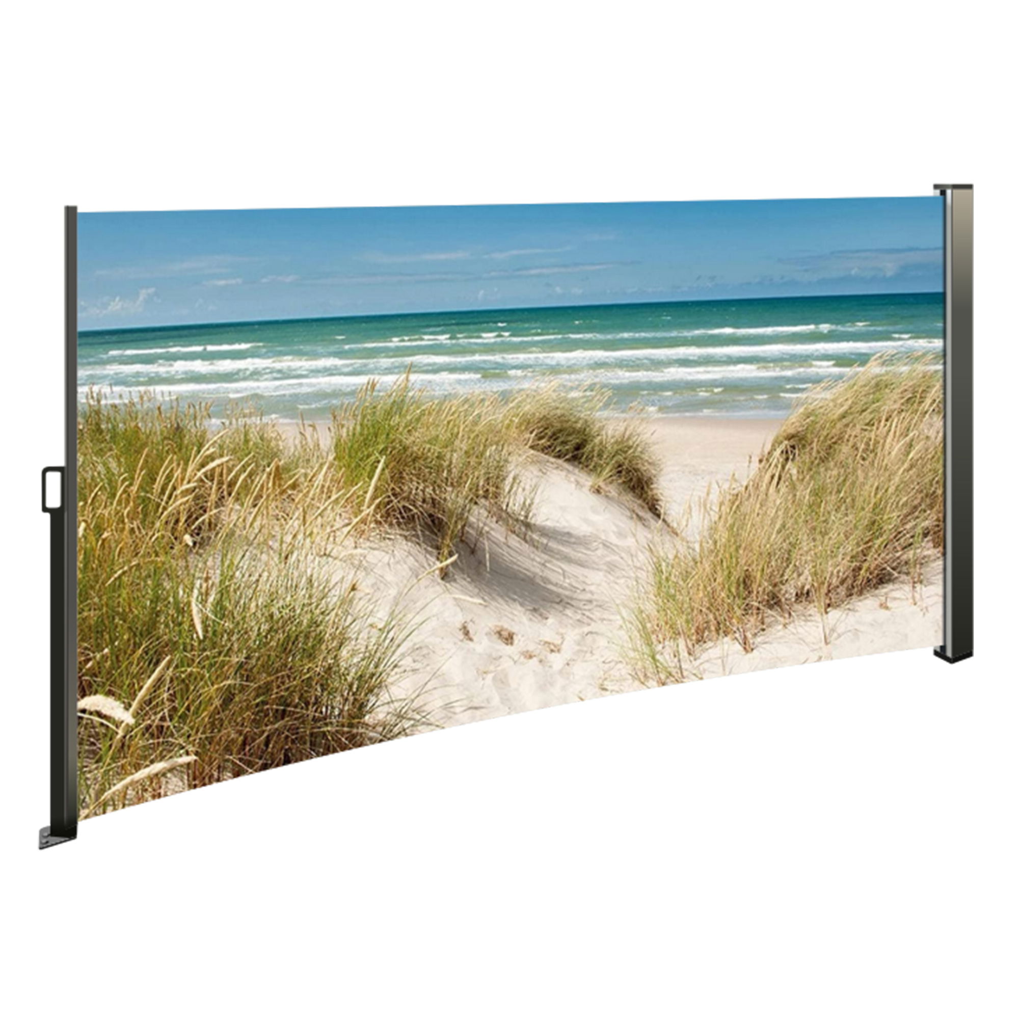 Seitenmarkise ausziehbar links, 180 cm hoch, Seitenrollo mit Fotodruck Ostsee NA098-R