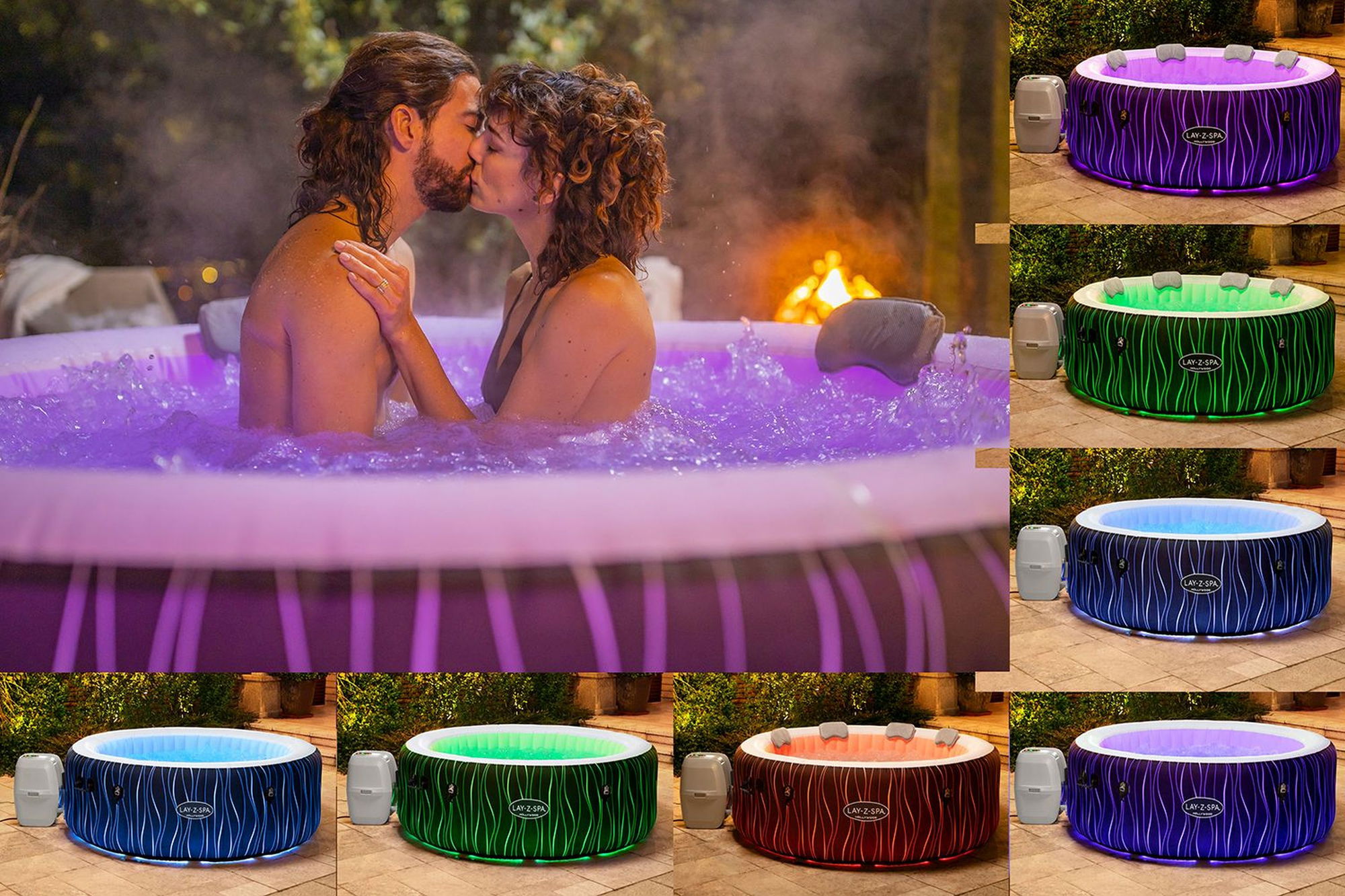 LAY-Z-SPA Hollywood AirJet LED-Whirlpool Ø 196 x 66 cm für 6 Personen