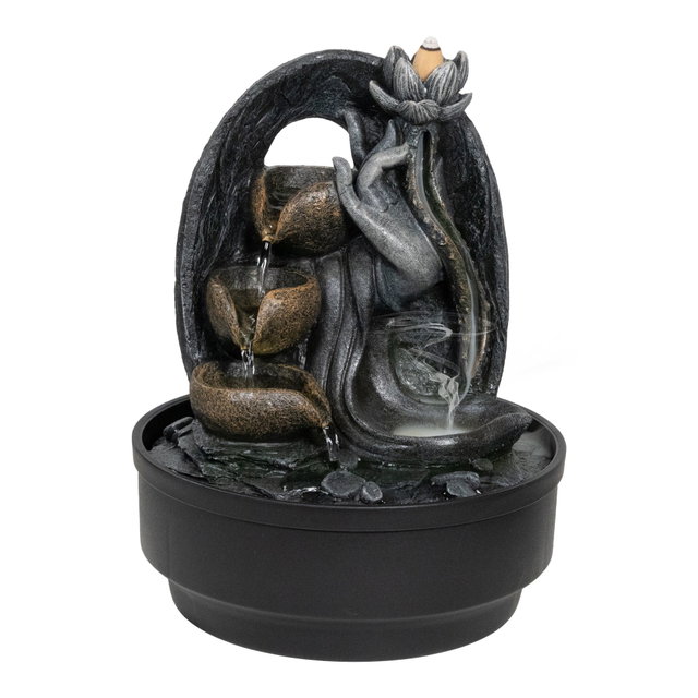 2 in 1 Tischbrunnen Lotus, Zimmerbrunnen und Räucherbrunnen vereint 2 in 1 Tischbrunnen Lotus, Zimmerbrunnen und Räucherbrunnen vereint