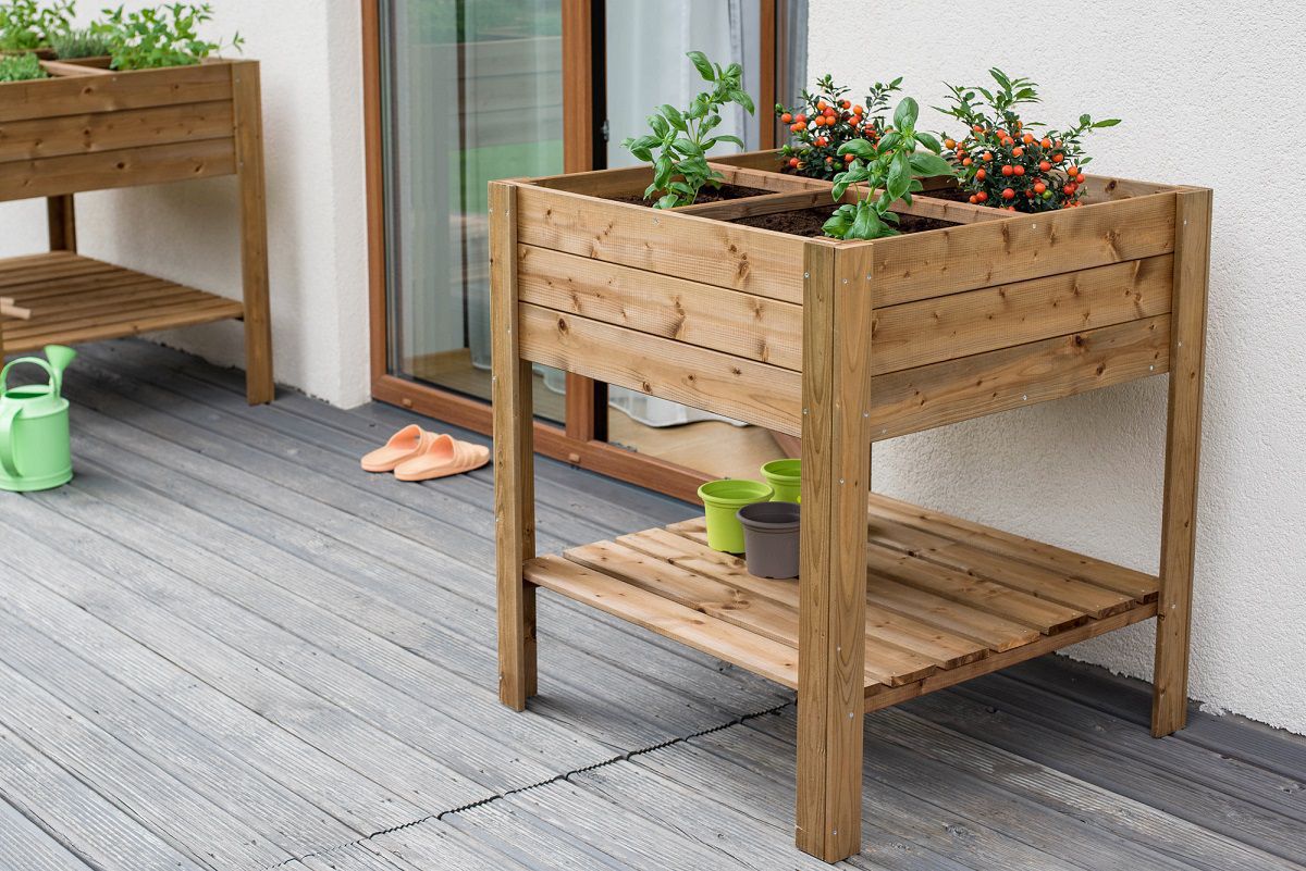 stabiles Hochbeet aus Holz, 80x80 cm, Kräuterbeet, Pflanzkasten NA044_B stabiles Hochbeet aus Holz, 80x80 cm, Kräuterbeet, Pflanzkasten NA044_B