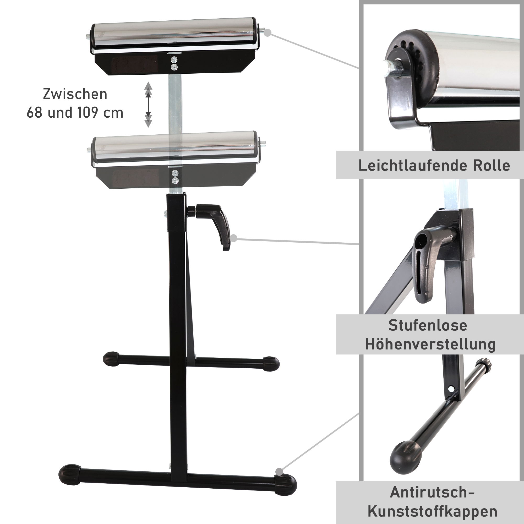 Rollenbock 2er Set, höhenverstellbarer Rollenständer, klappbarer Rollbock YT011