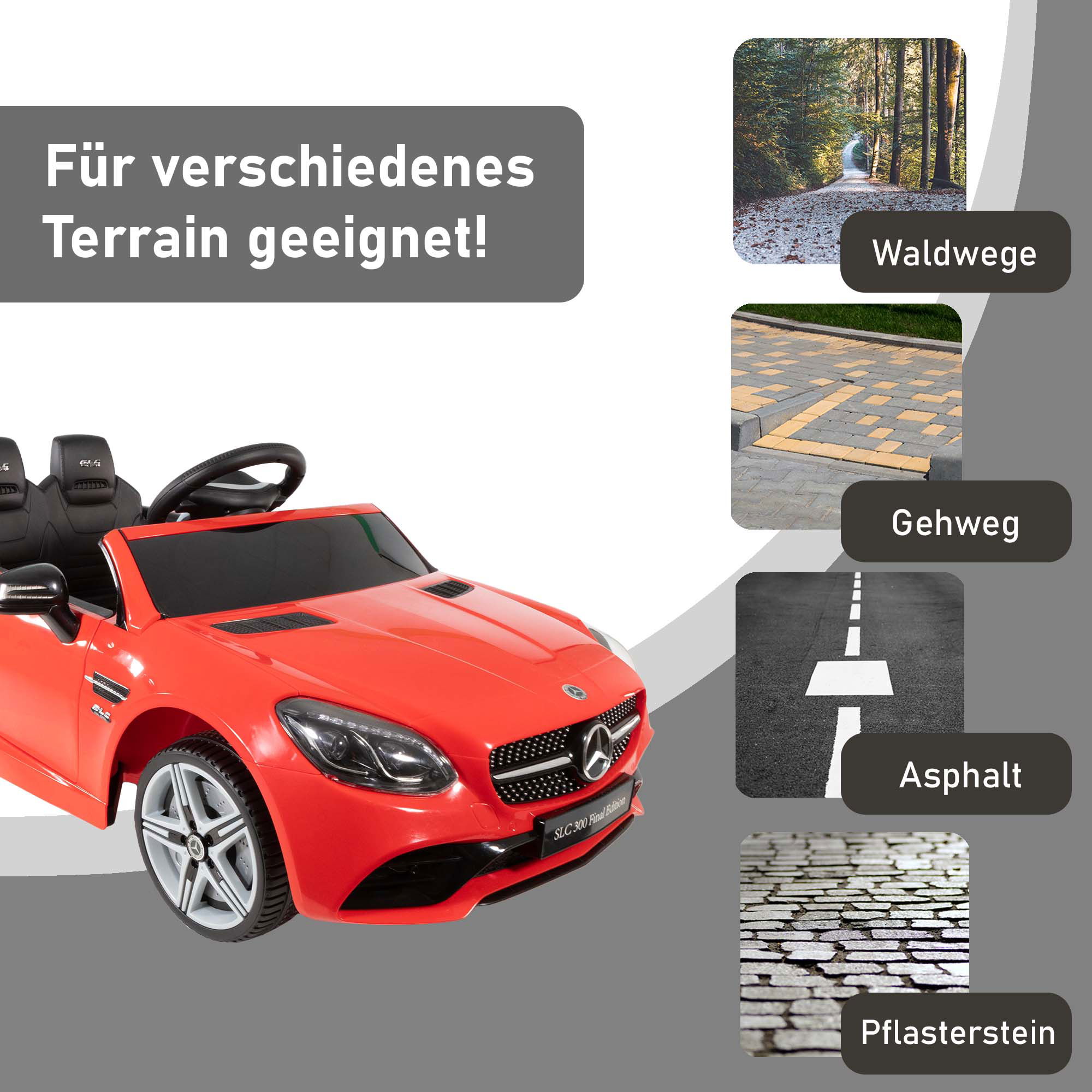 Kinder Elektroauto ab 3 Jahren in rot, Kinderauto mit vielen Funktionen und Fernbedienung PT012_R