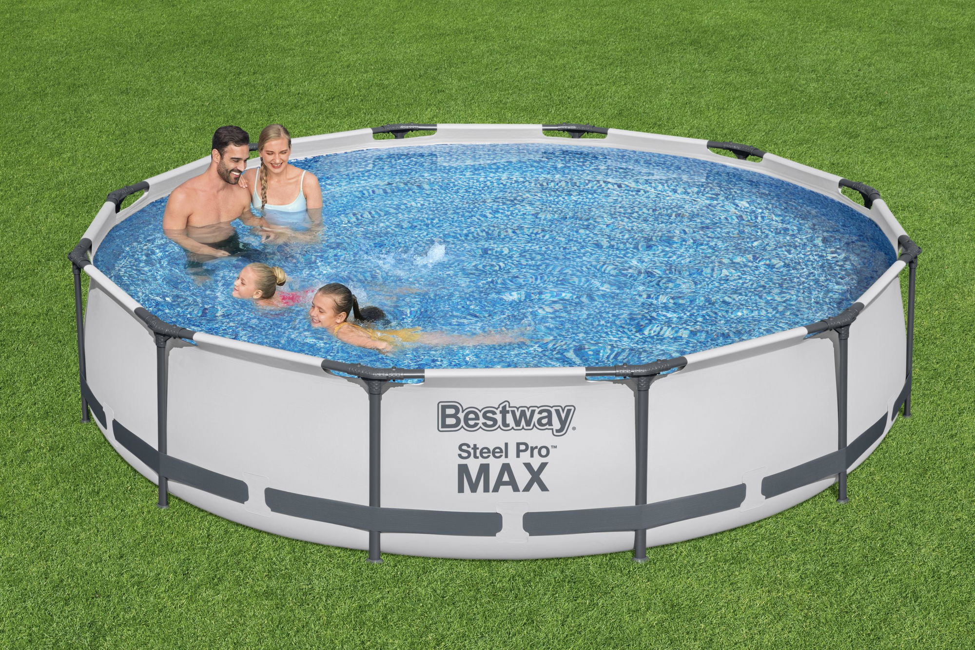 Steel Pro MAX™ Frame Pool Set mit Filterpumpe Ø 366 x 76 cm, lichtgrau, rund 56416_22 Steel Pro MAX™ Frame Pool Set mit Filterpumpe Ø 366 x 76 cm, lichtgrau, rund 56416_22