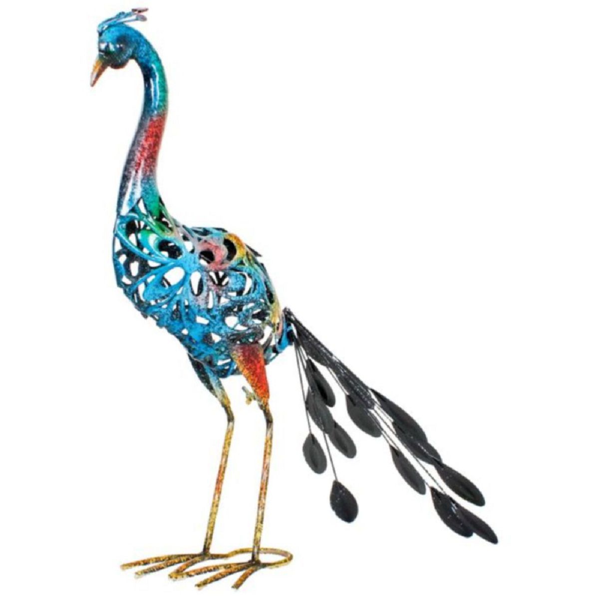 Metallfigur Pfau LUCA mit LED, Dekofigur aus Metall HI-504605