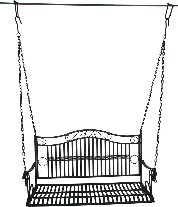 Hängebank Metall, 2-Sitzer, Schaukel mit Ketten, Hängesessel schwarz HI-950495