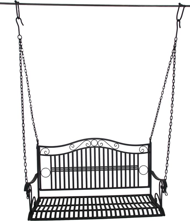 Hängebank Metall, 2-Sitzer, Schaukel mit Ketten, Hängesessel schwarz HI-950495 Hängebank Metall, 2-Sitzer, Schaukel mit Ketten, Hängesessel schwarz HI-950495