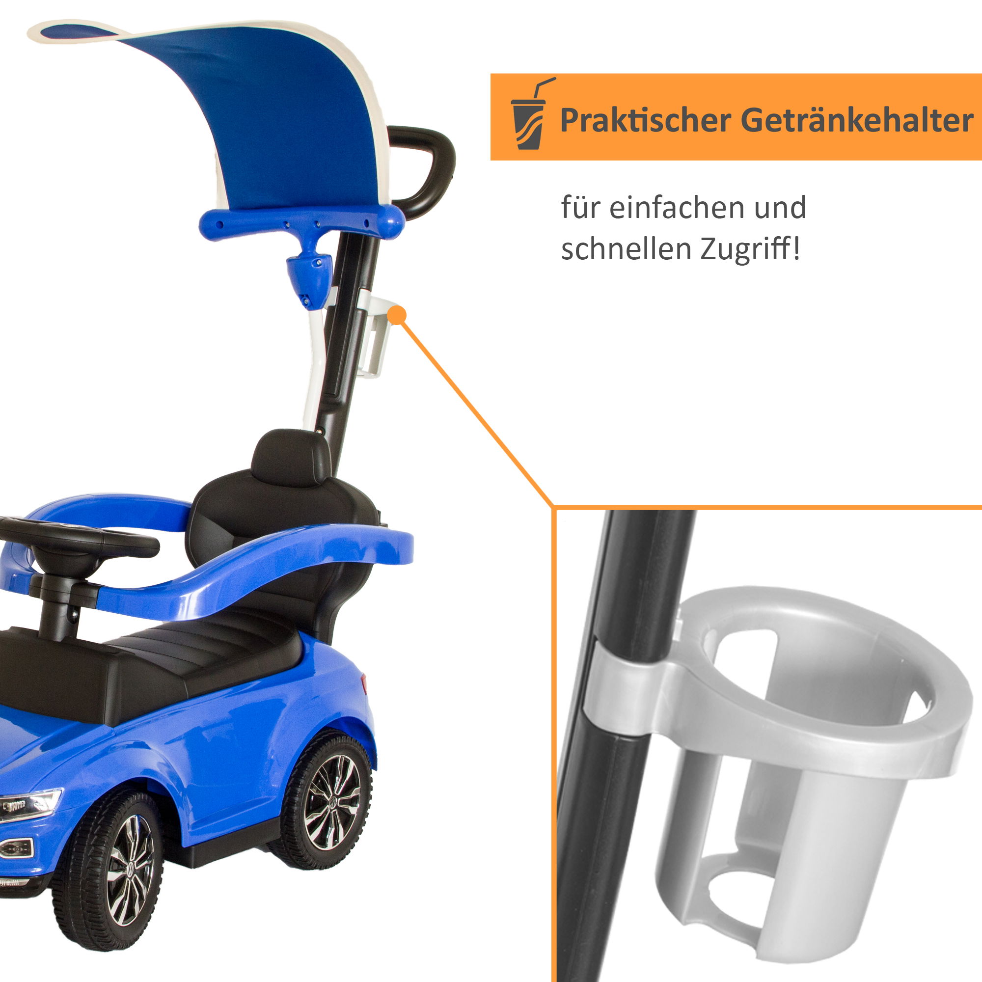 VW Rutschauto in blau mit Schiebestange, Rutschfahrzeug ab 1 Jahr, Rutscherfahrzeug mit Sicherheitsbügel PT001_B VW Rutschauto in blau mit Schiebestange, Rutschfahrzeug ab 1 Jahr, Rutscherfahrzeug mit Sicherheitsbügel PT001_B