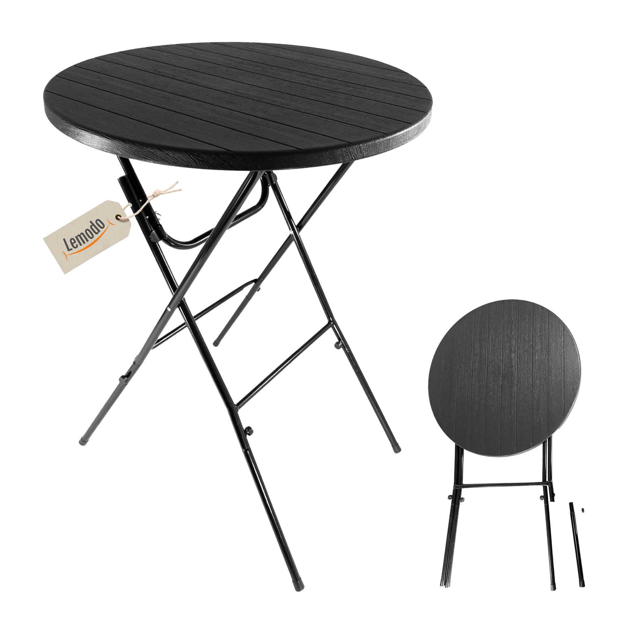 Stehtisch klappbar 80x110 cm schwarz Holz-Optik, Kunststofftischplatte Stehtisch klappbar 80x110 cm schwarz Holz-Optik, Kunststofftischplatte