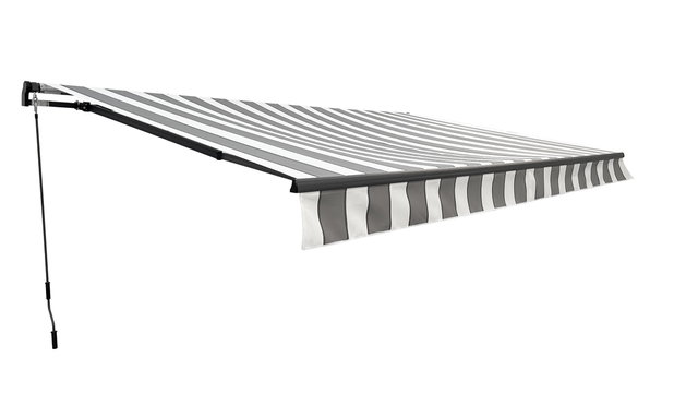 Gelenkarmmarkise 400x250cm grau-weiß mit Kurbel für Terrasse und Balkon