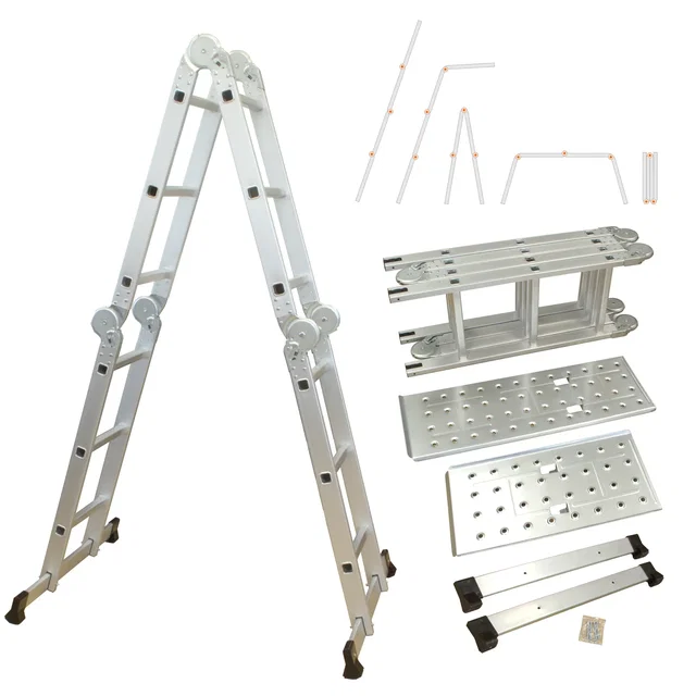 Aluminium Multifunktion Klappleiter 4-teilig, 3,5 m, bis 150 kg, Stehleiter, Leitergerüst NA146 Aluminium Multifunktion Klappleiter 4-teilig, 3,5 m, bis 150 kg, Stehleiter, Leitergerüst NA146