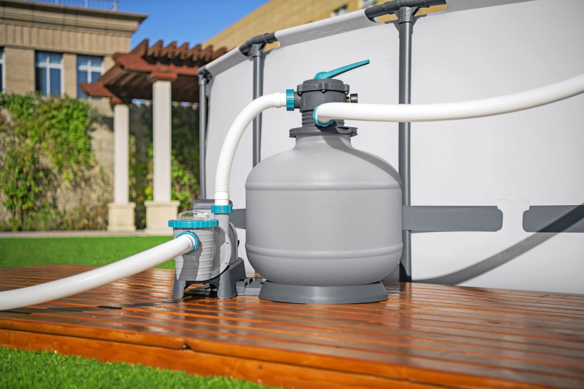 Sandfilteranlage mit Zeitschaltuhr 11.355 lh für große Pools