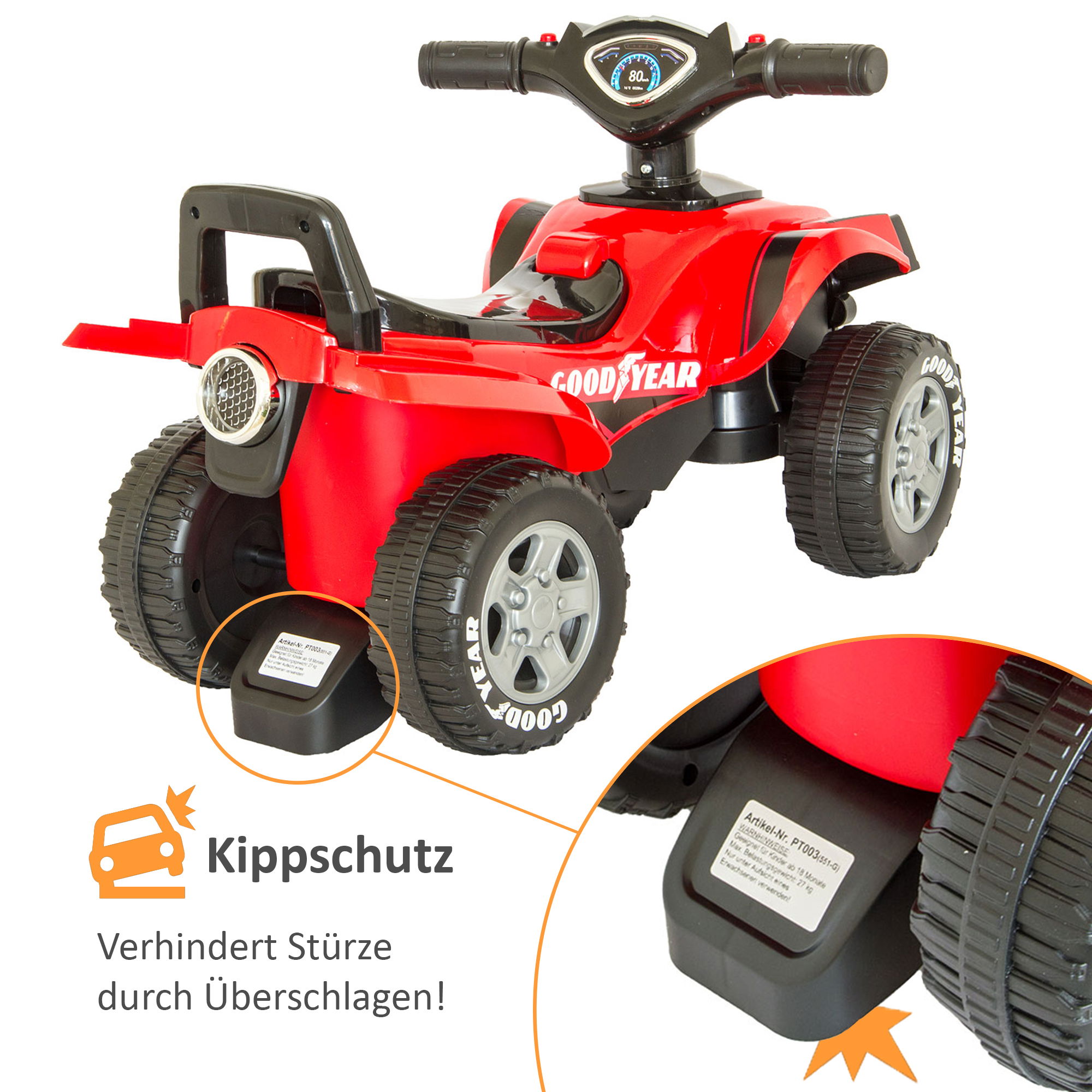 GOOD YEAR Rutscherauto in rot, Kinder-Quad, Rutschauto PT003_R GOOD YEAR Rutscherauto in rot, Kinder-Quad, Rutschauto PT003_R