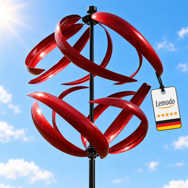 Windspiel Garten Rubinwirbel mit 2 Rotoren aus Metall, rot, 209 cm