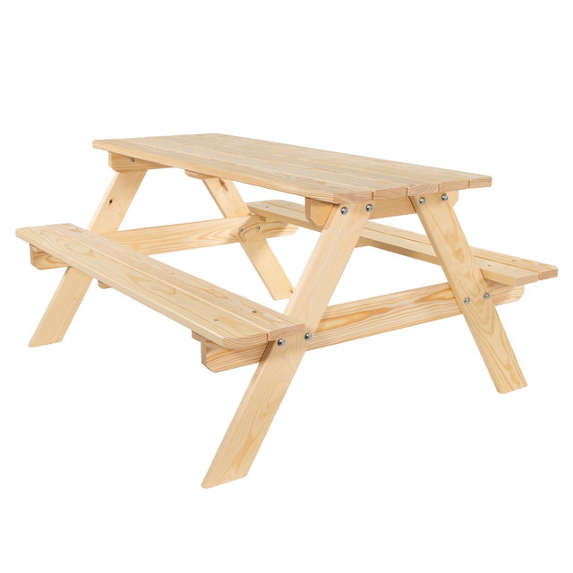 Kinderpicknicktisch 115cm lang aus Holz Kiefer natur, Sitzgruppe für Kinder Kinderpicknicktisch 115cm lang aus Holz Kiefer natur, Sitzgruppe für Kinder