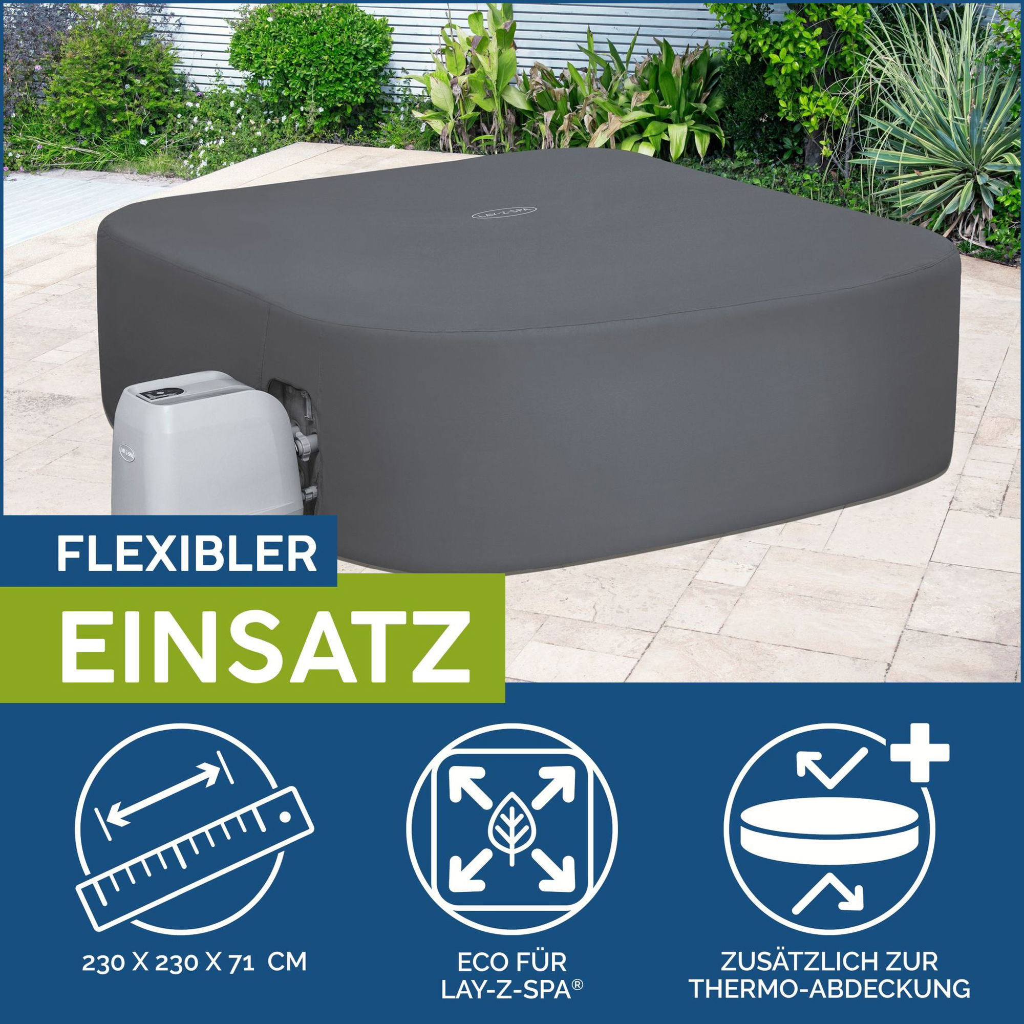 LAY-Z-SPA Abdeckung EnergySense Plus Thermoabdeckung 230 x 230 x 71 cm