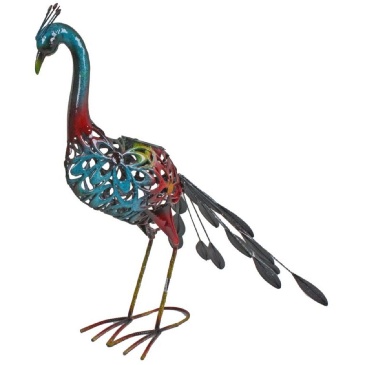 Metallfigur Pfau LUCA mit LED, Dekofigur aus Metall HI-504605