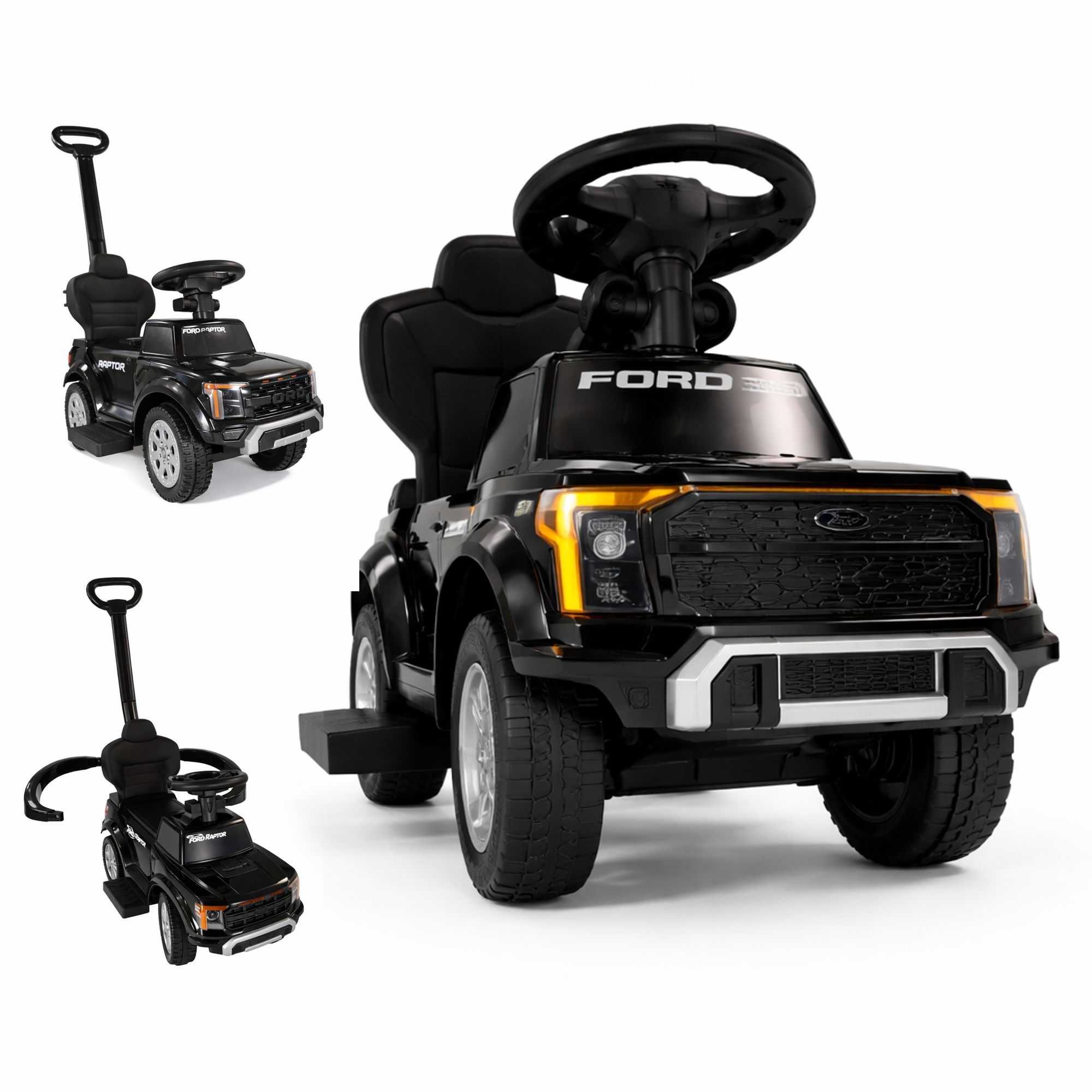 Rutschauto Ford F-150 für Kinder mit Schiebestange, Bügel und Staufach