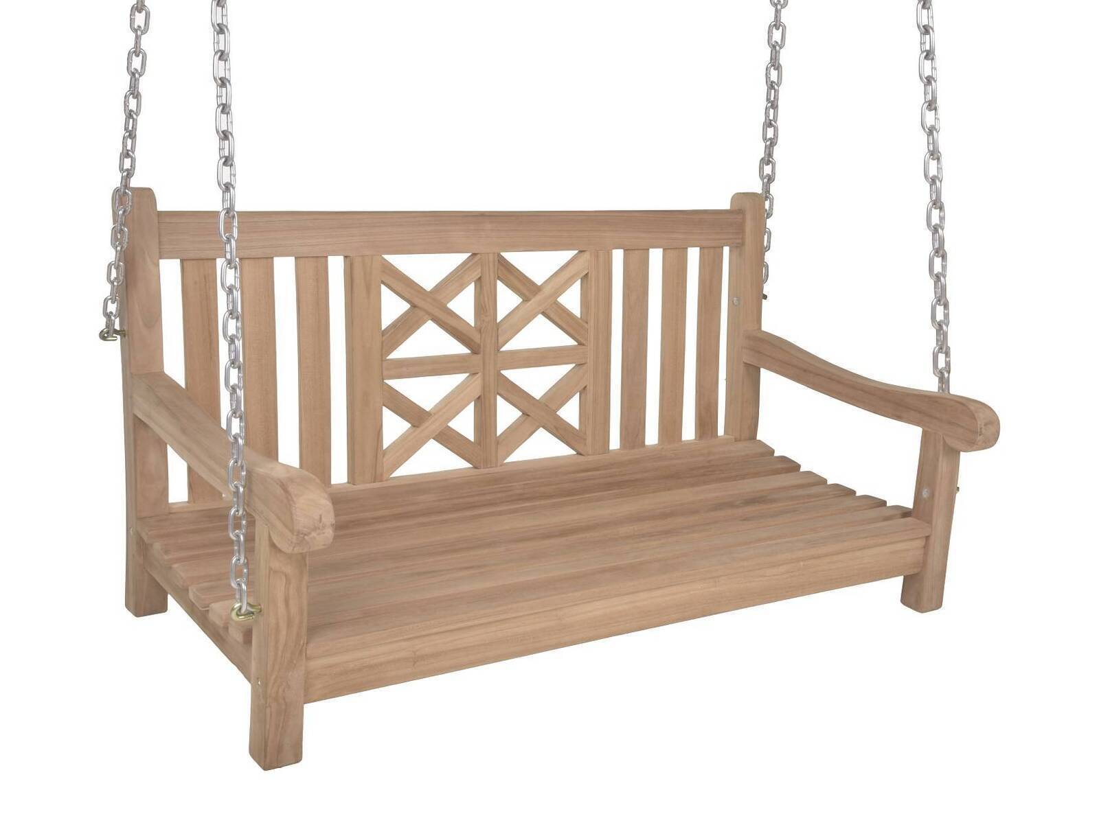 Hängebank aus Teak-Holz, Hängeschaukel mit Metallkette HI-940283