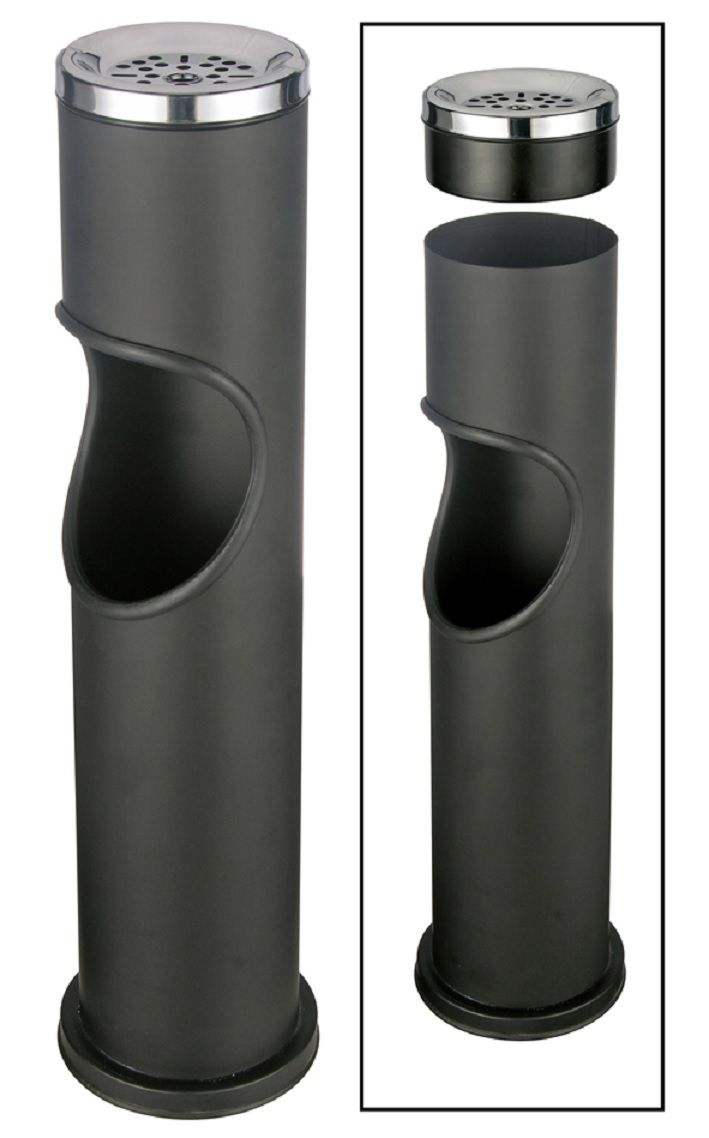 Stand-Aschenbecher mit Mülleimer, Metall, schwarz HH-16228